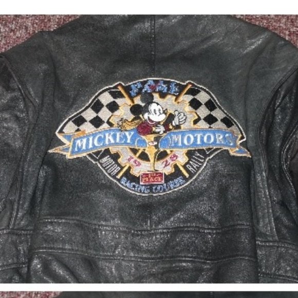 New Mickey Mouse Leather Bomber Biker Jacket - Picture 5 of 16